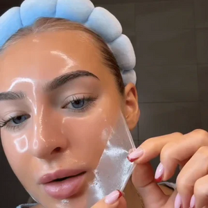 Customer with glowing, dewy skin