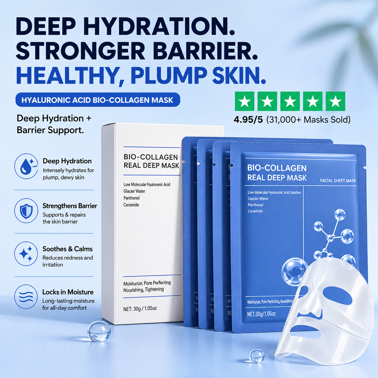 Bio Collagen Viral Face Mask 4Pcs
