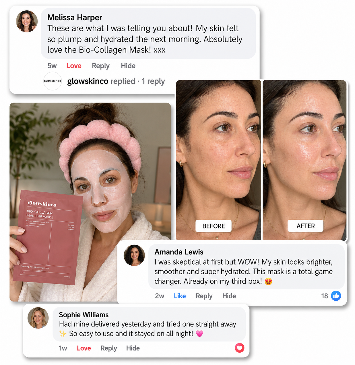 Bio Collagen Viral Face Mask 4Pcs