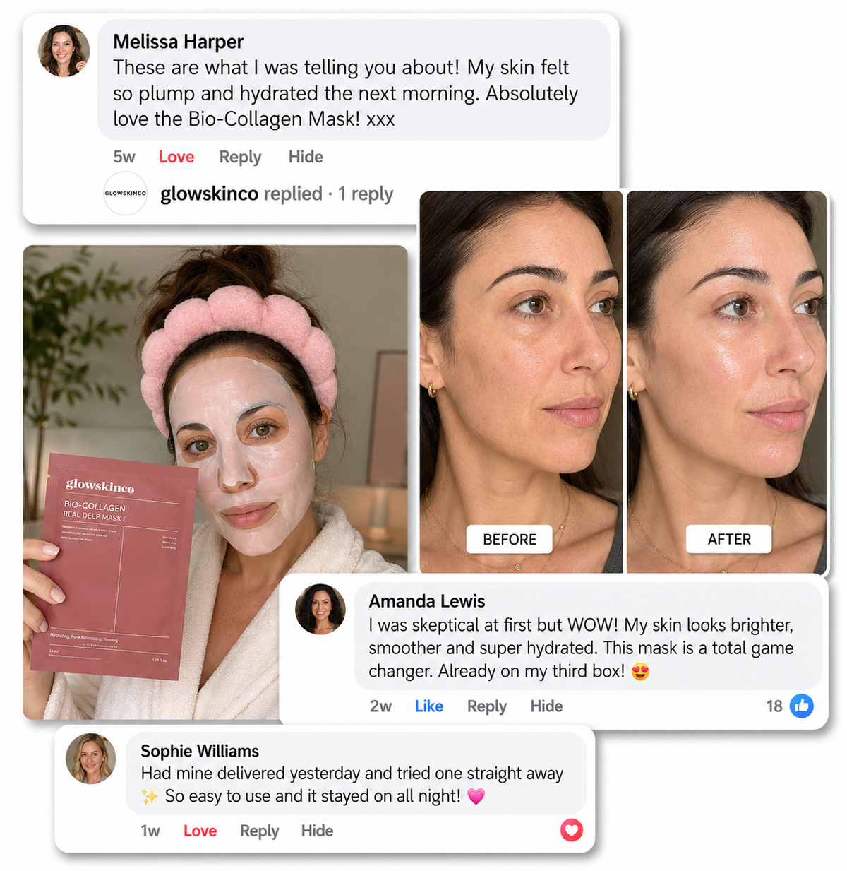 Bio Collagen Viral Face Mask 4Pcs BUY ONE BOX GET ONE FREE