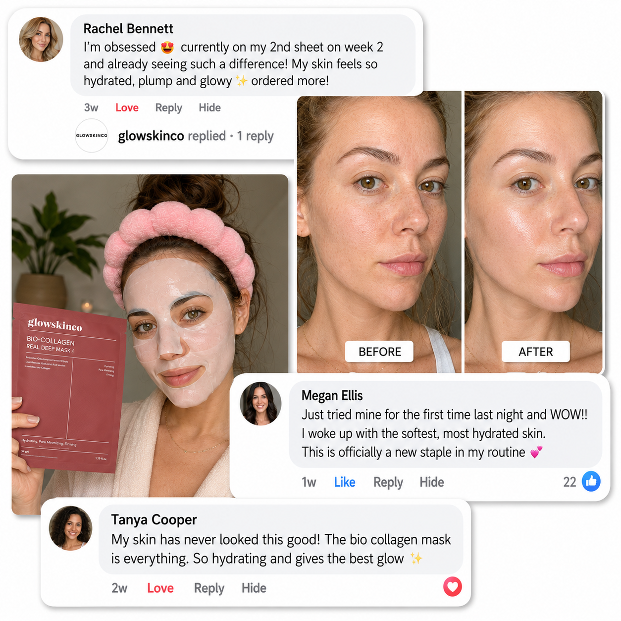 Bio Collagen Viral Face Mask 4Pcs
