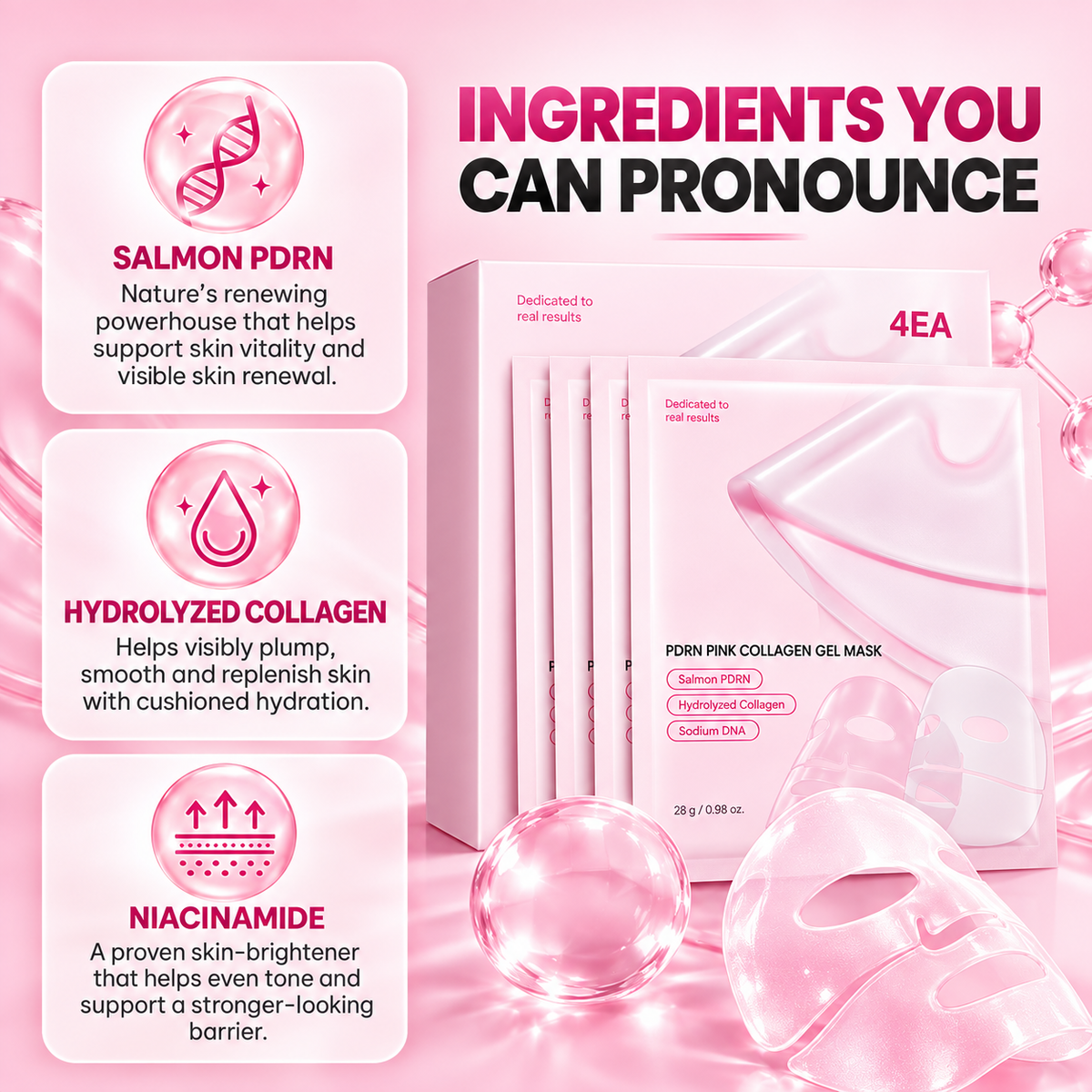 PDRN Bio-Collagen Repair Mask 4Pcs