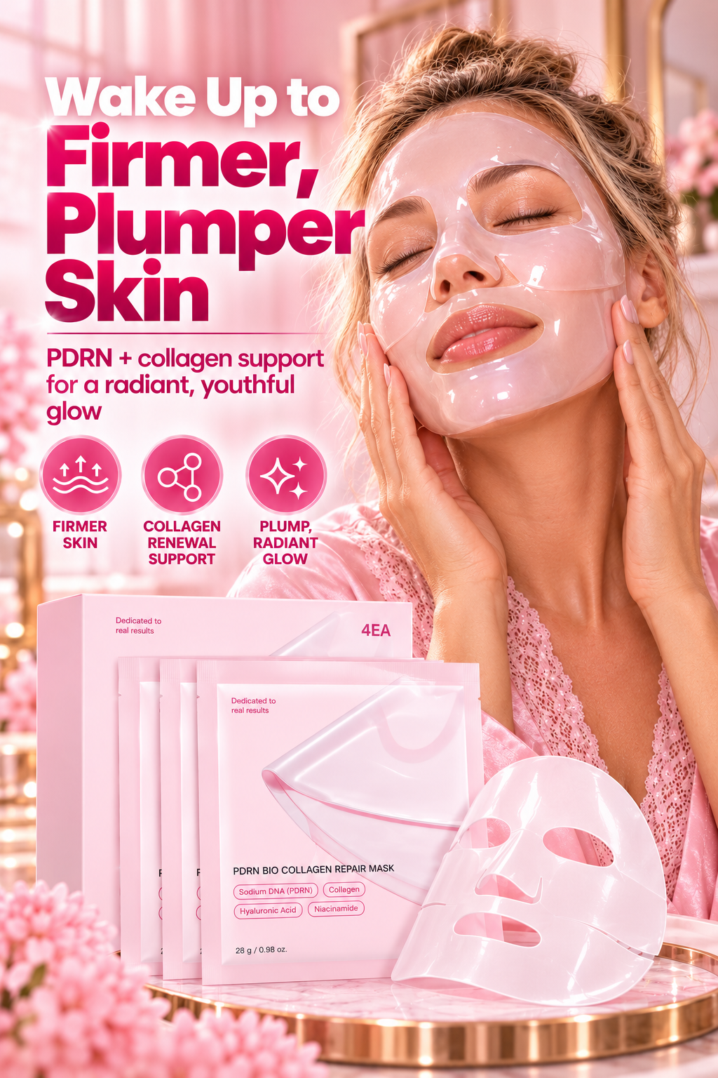 Woman holding Glow SkinCo™ Collagen Glow Up Mask