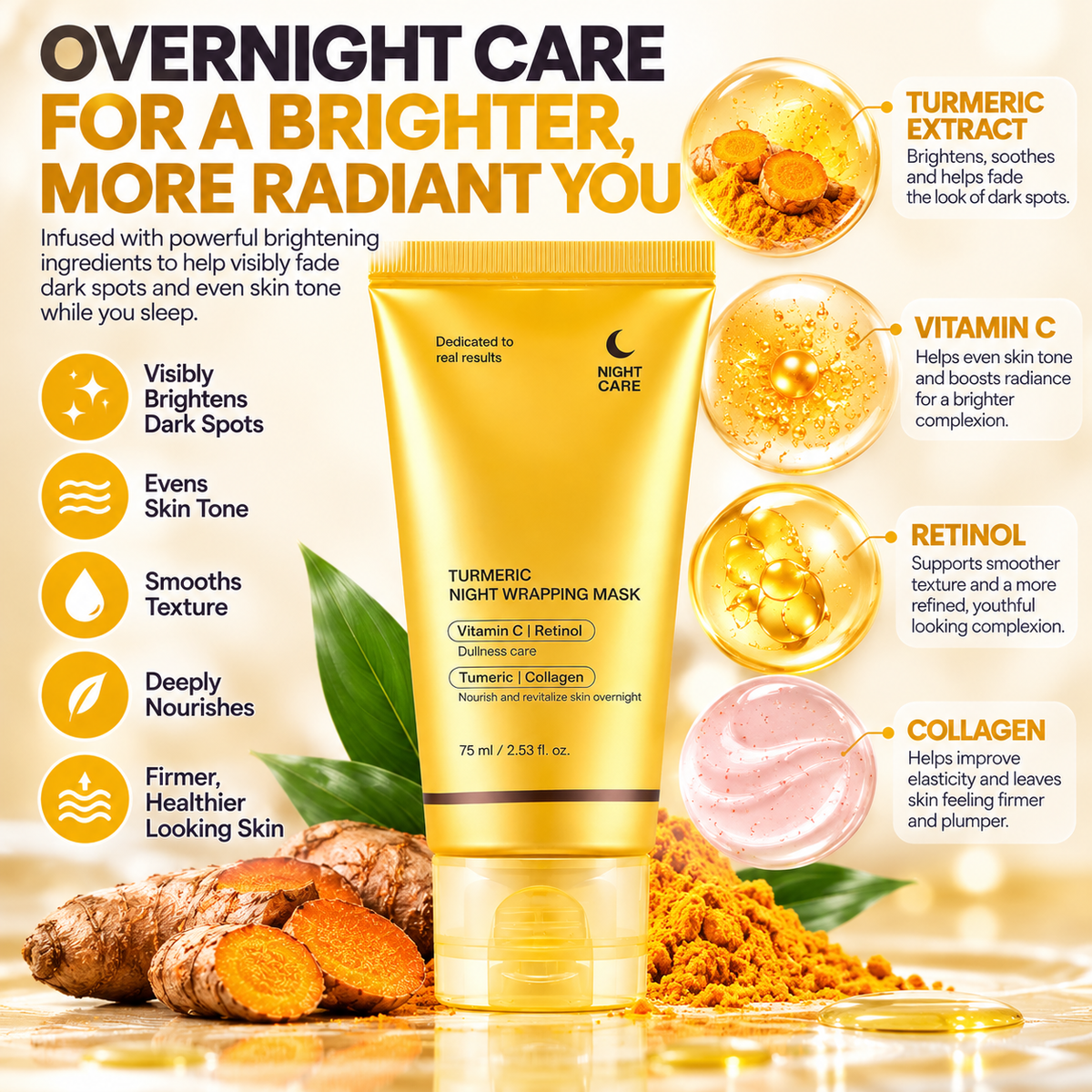 Kojic Acid + Turmeric Brightening Overnight Wrapping Mask