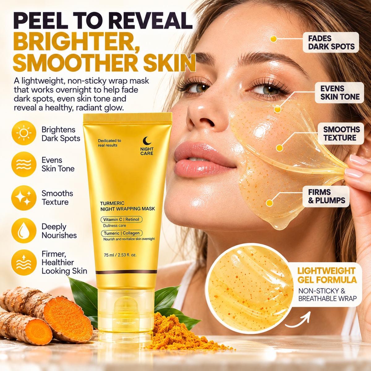 Kojic Acid + Turmeric Brightening Overnight Wrapping Mask