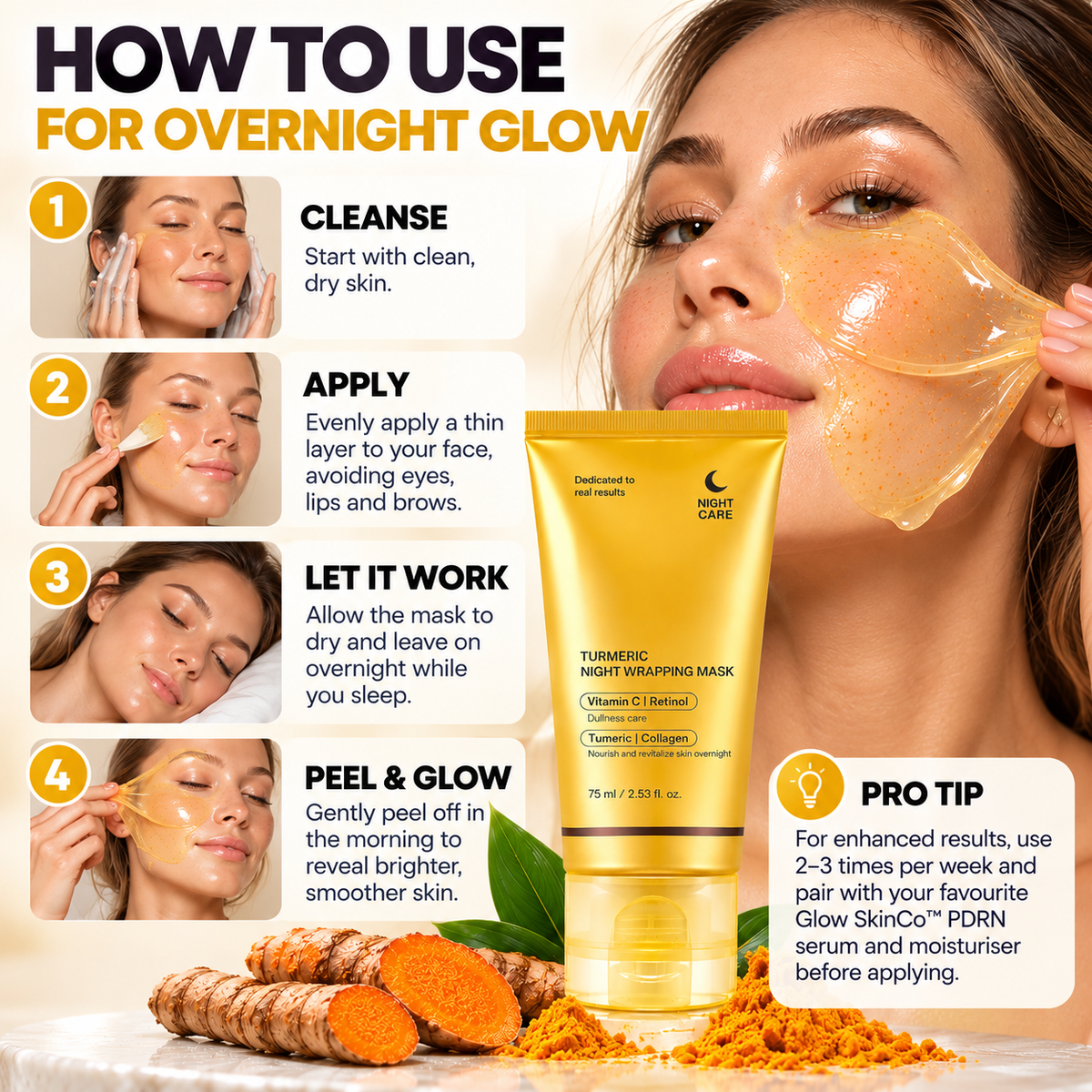 Kojic Acid + Turmeric Brightening Overnight Wrapping Mask