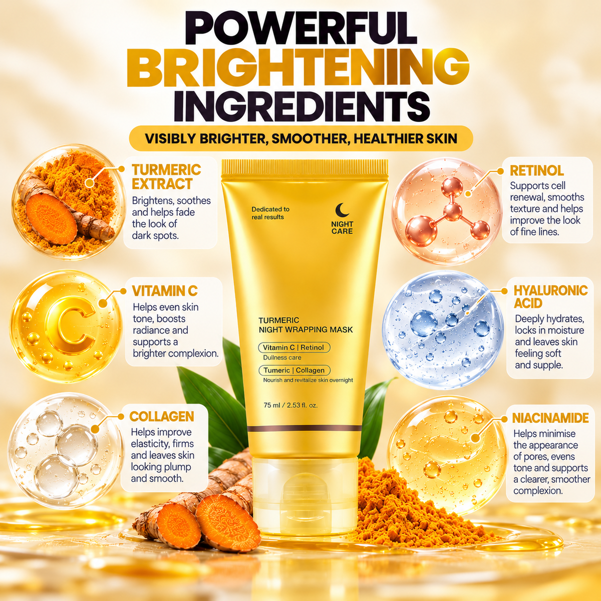 Kojic Acid + Turmeric Brightening Overnight Wrapping Mask